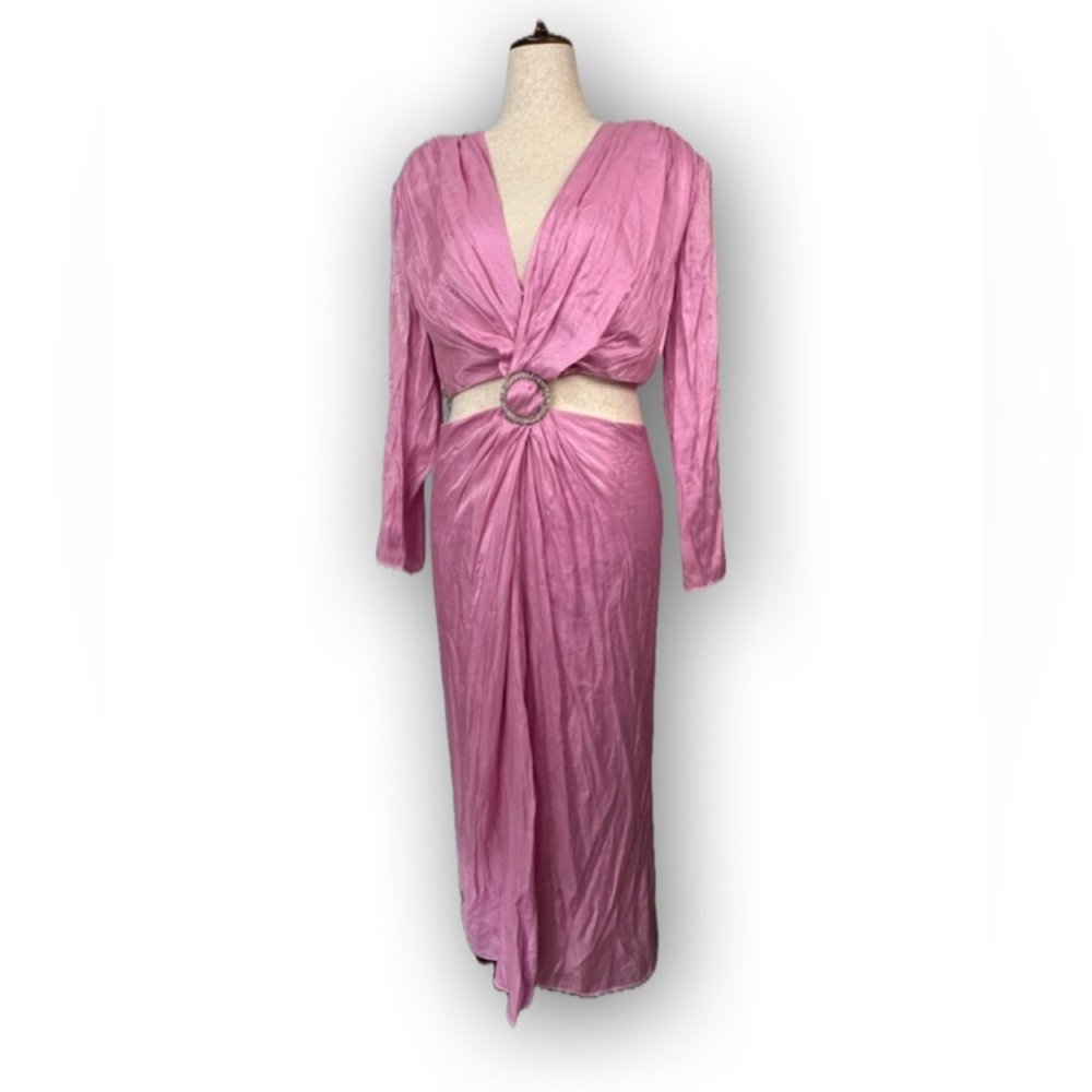 Eloquii Vibrant metallic Shimmering Pink Maxi Dress